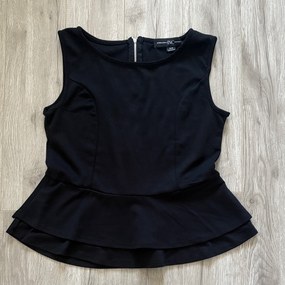 INC International Concepts Women's Elegant Black Sleeveless Blouse